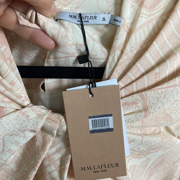 MM LaFleur Dress Size XL NWT The Maite Silk Pink Atlas New York Map Drape Neck - Picture 13 of 14